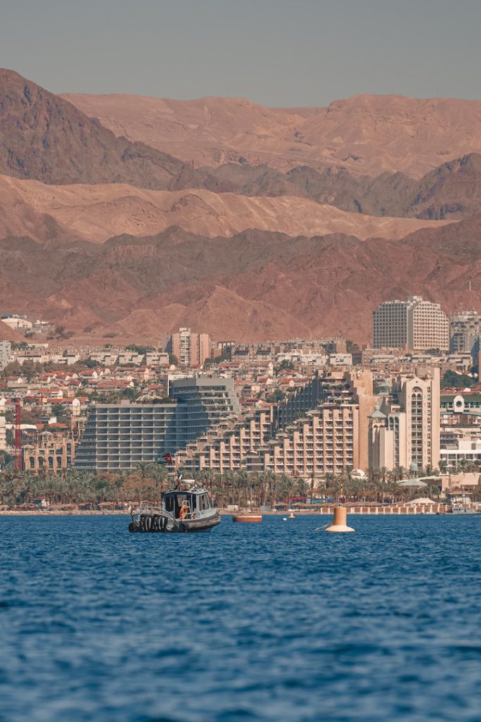 a boat in the middle of a body of water